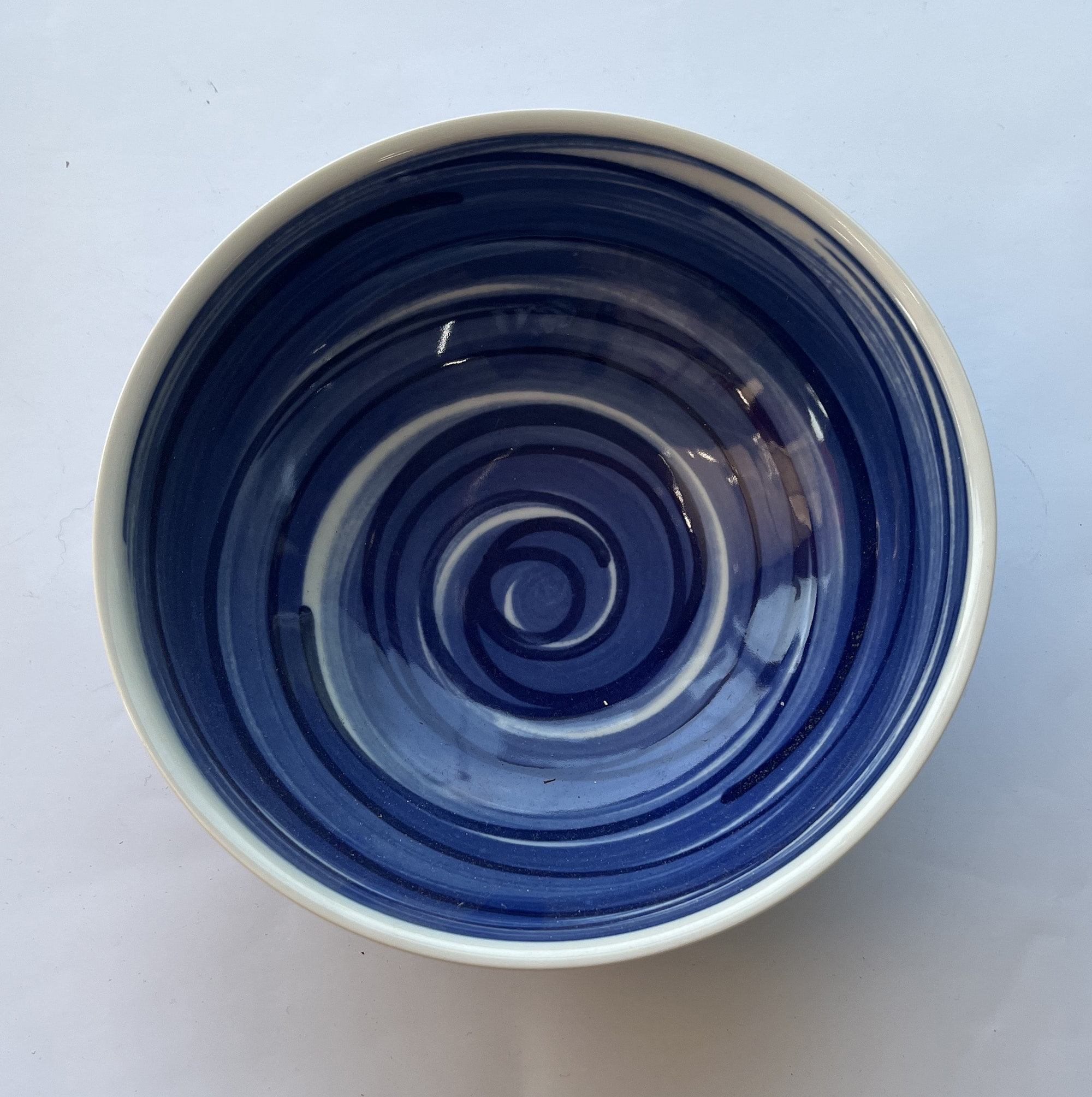 od0204-023/21cm 블루화이트 회오리무늬 대볼/Φ21x9cm/일본그릇