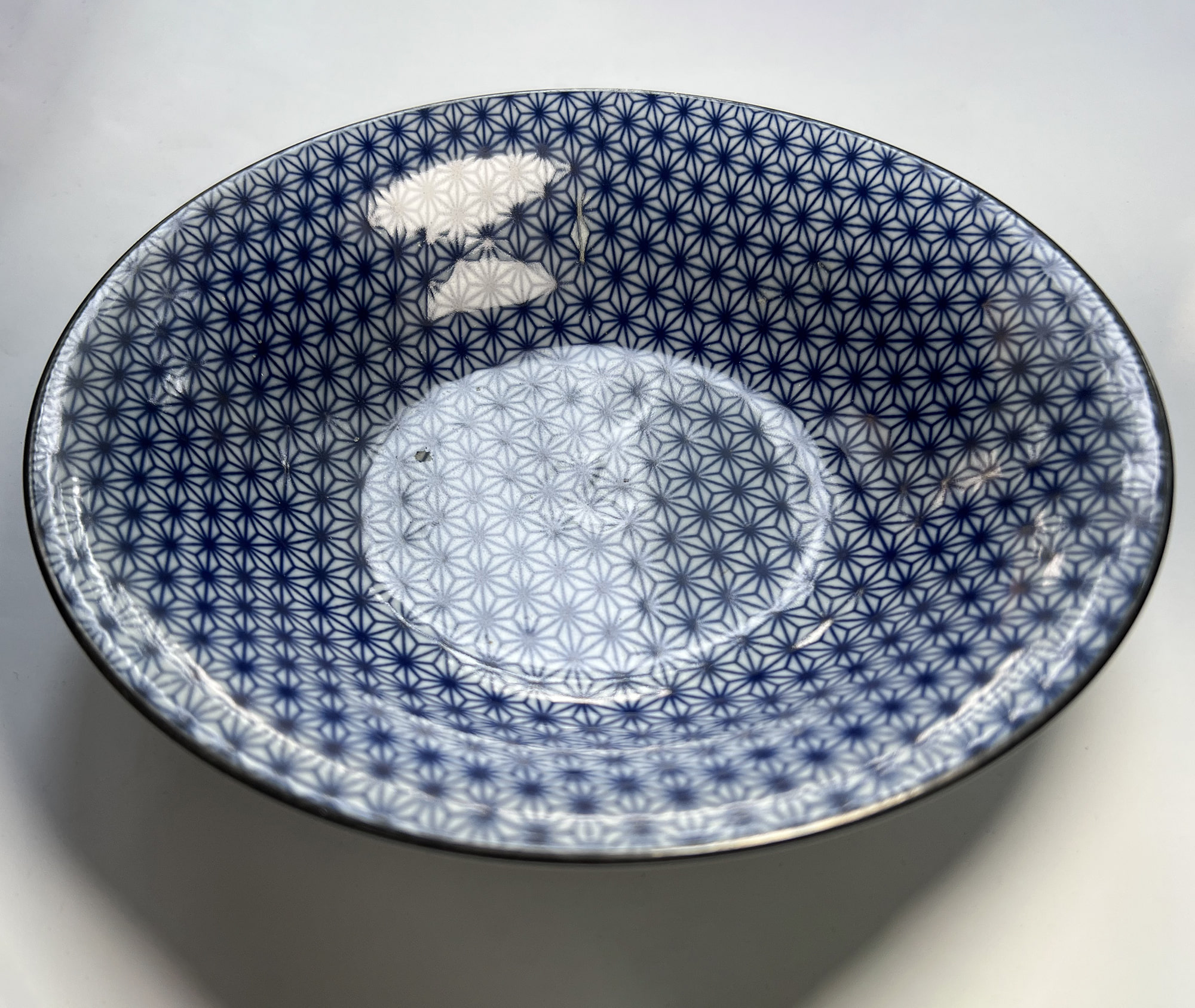 od0204-041/파란색 꽃이음무늬 볼/Φ21x4.5cm/일본그릇