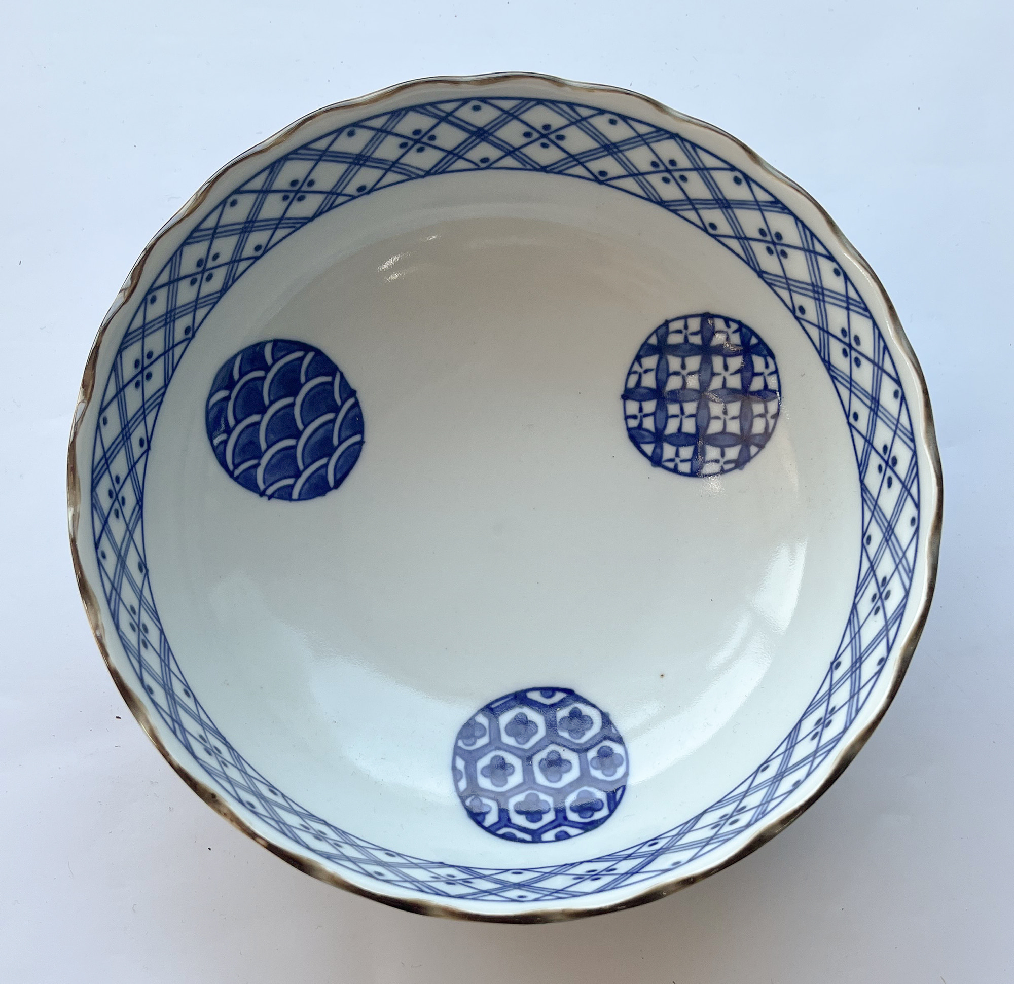 od0205-030/20cm 블루 삼원무늬 중볼/Φ20x8cm/일본그릇