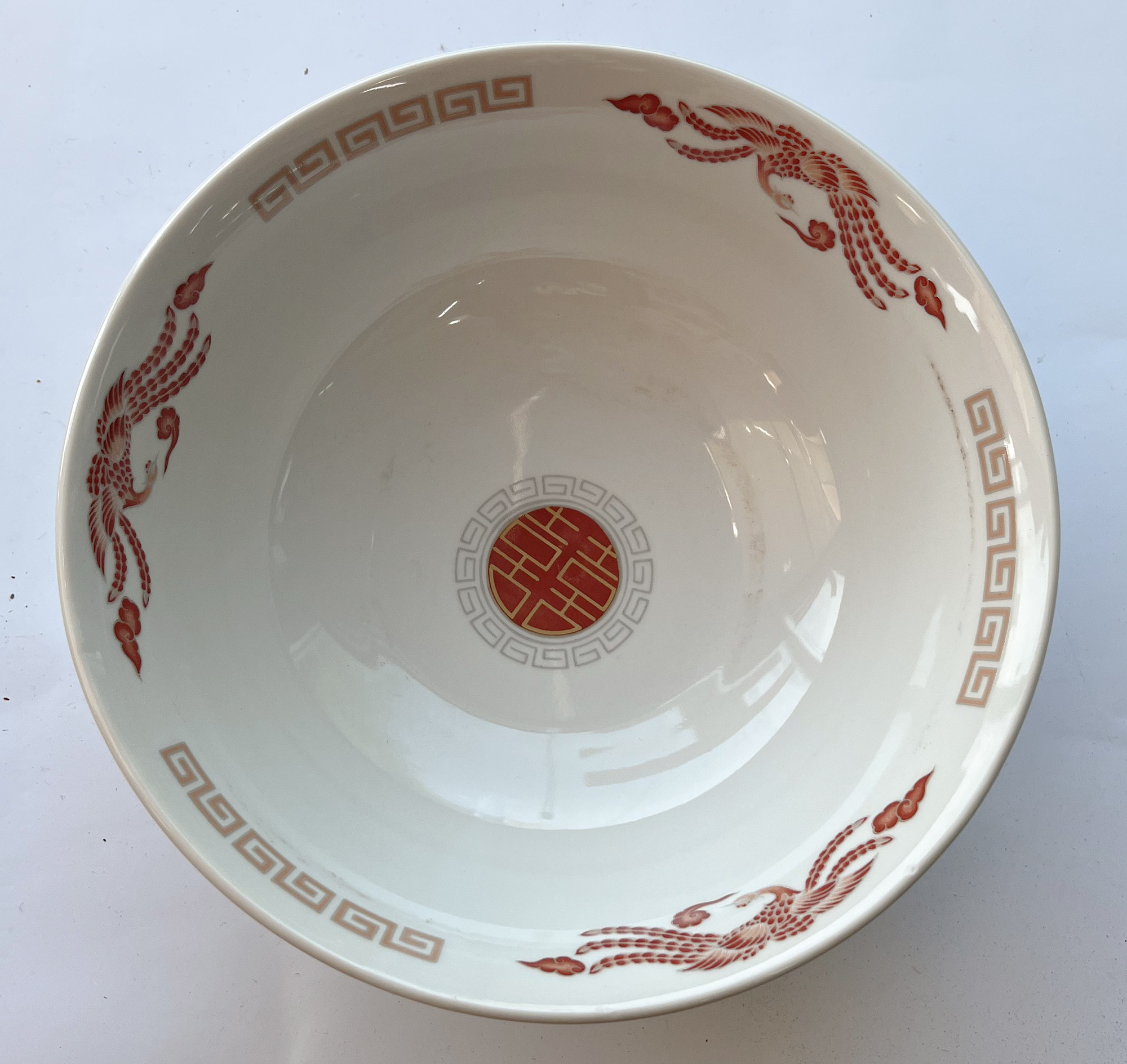 od0205-032/20cm 빨간 학무늬 중볼/Φ20x9cm/일본그릇