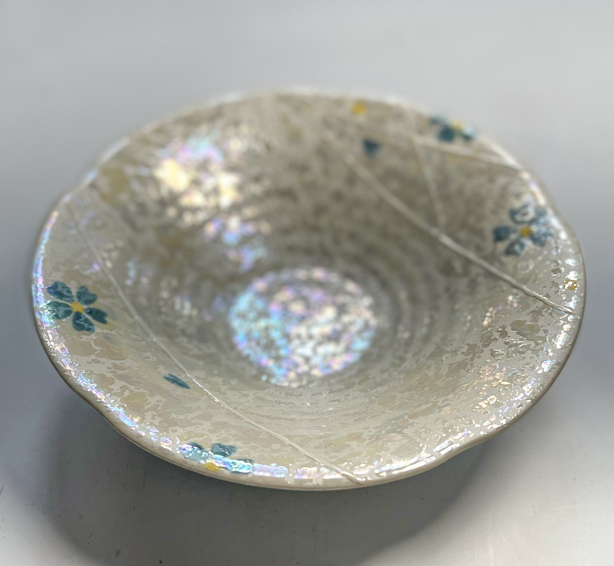 od0205-065/홀로그램 꽃 접시/Φ16x4.5cm/일본그릇