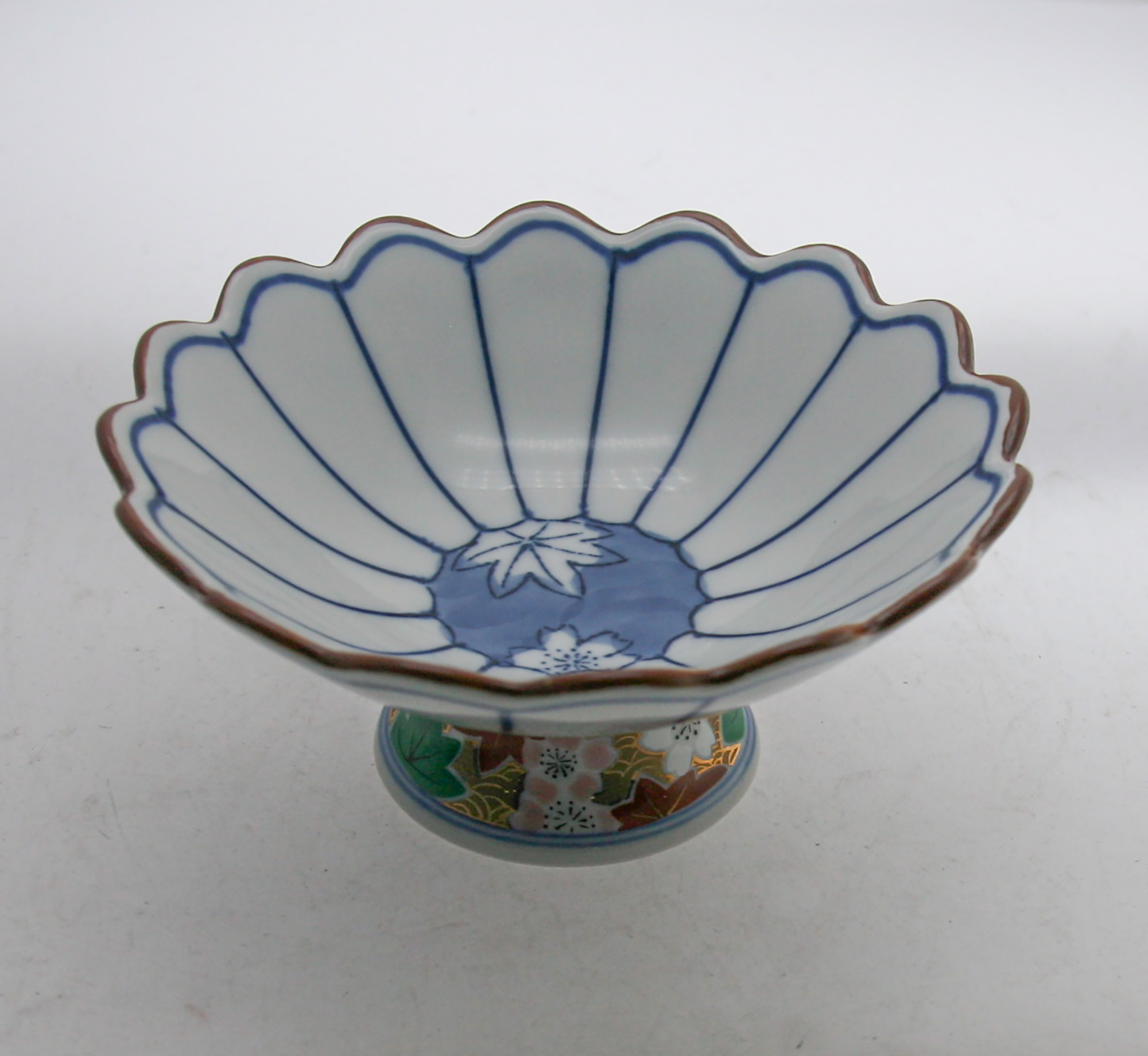 od0207-012/13cm 블루 단풍 꽃 소굽볼/Φ13x6cm/일본그릇