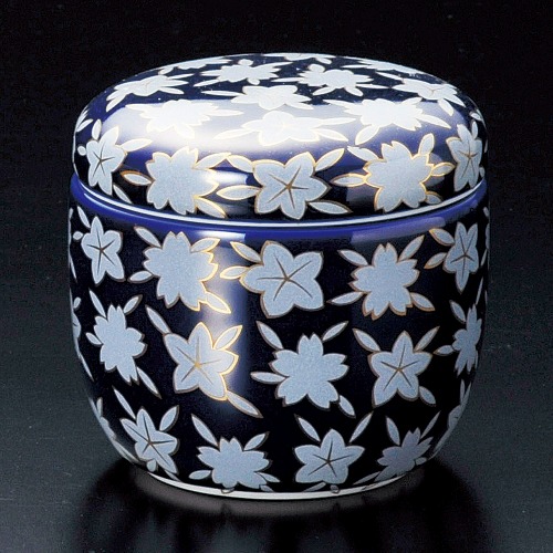 파란색 꽃무늬 패턴 뚜껑 계란찜 볼 그릇 루리 자왕무시 17604-148 일본그릇