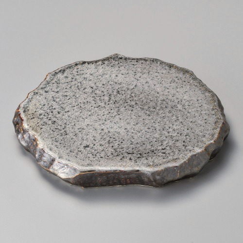 회색 돌질감  플레이팅 그릇 굽바위 접시 19305-138 일본그릇