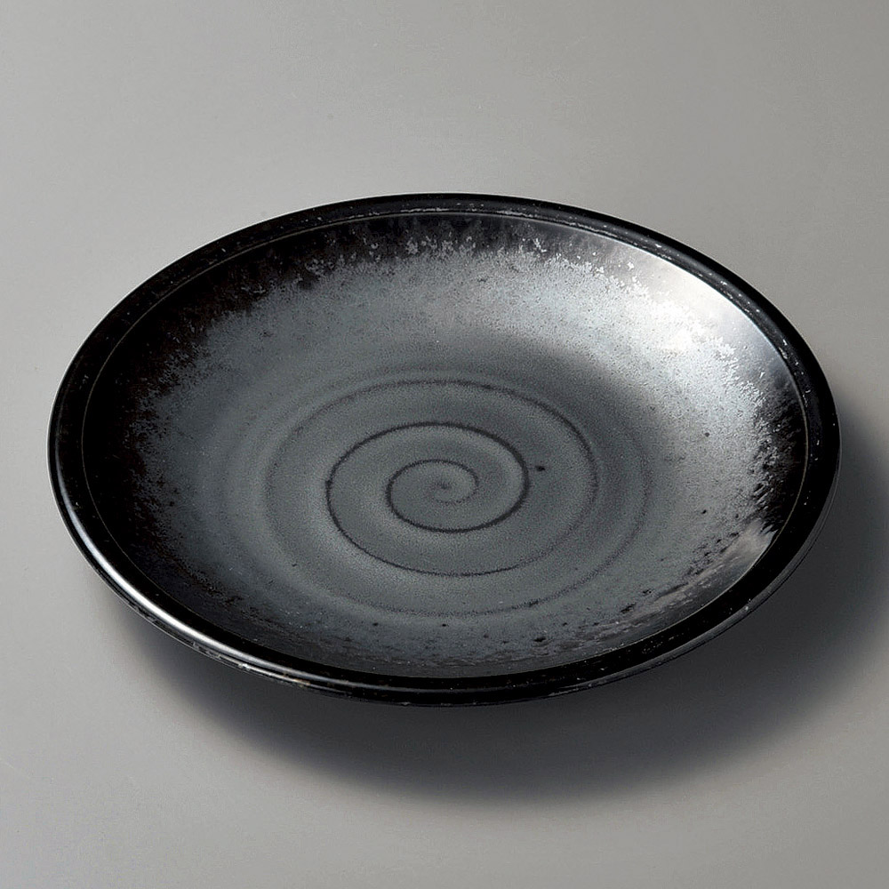 d21433-028/흑진주색 접시/일본그릇