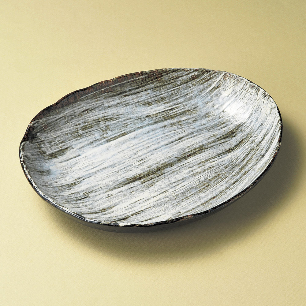 21017-038/화이트 브러시 달마 접시/일본그릇