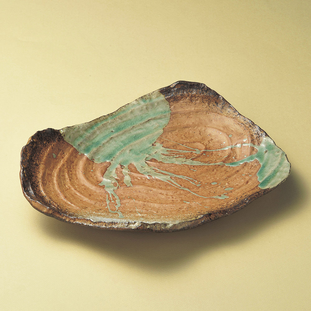 19606-108/노부라쿠풍 소용돌이 조각 한 접시/35×27.2×7㎝/일본그릇