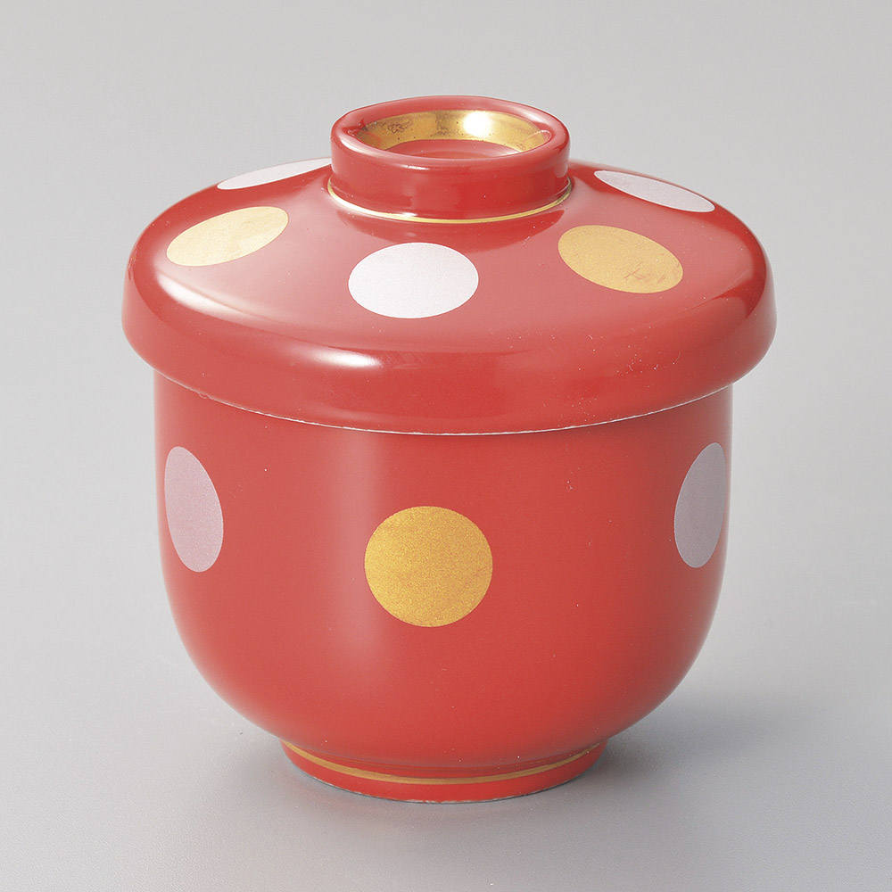 17709-138/붉은 유금 은채 둥근 문 무시/7.8×8.9㎝・215㏄/일본그릇