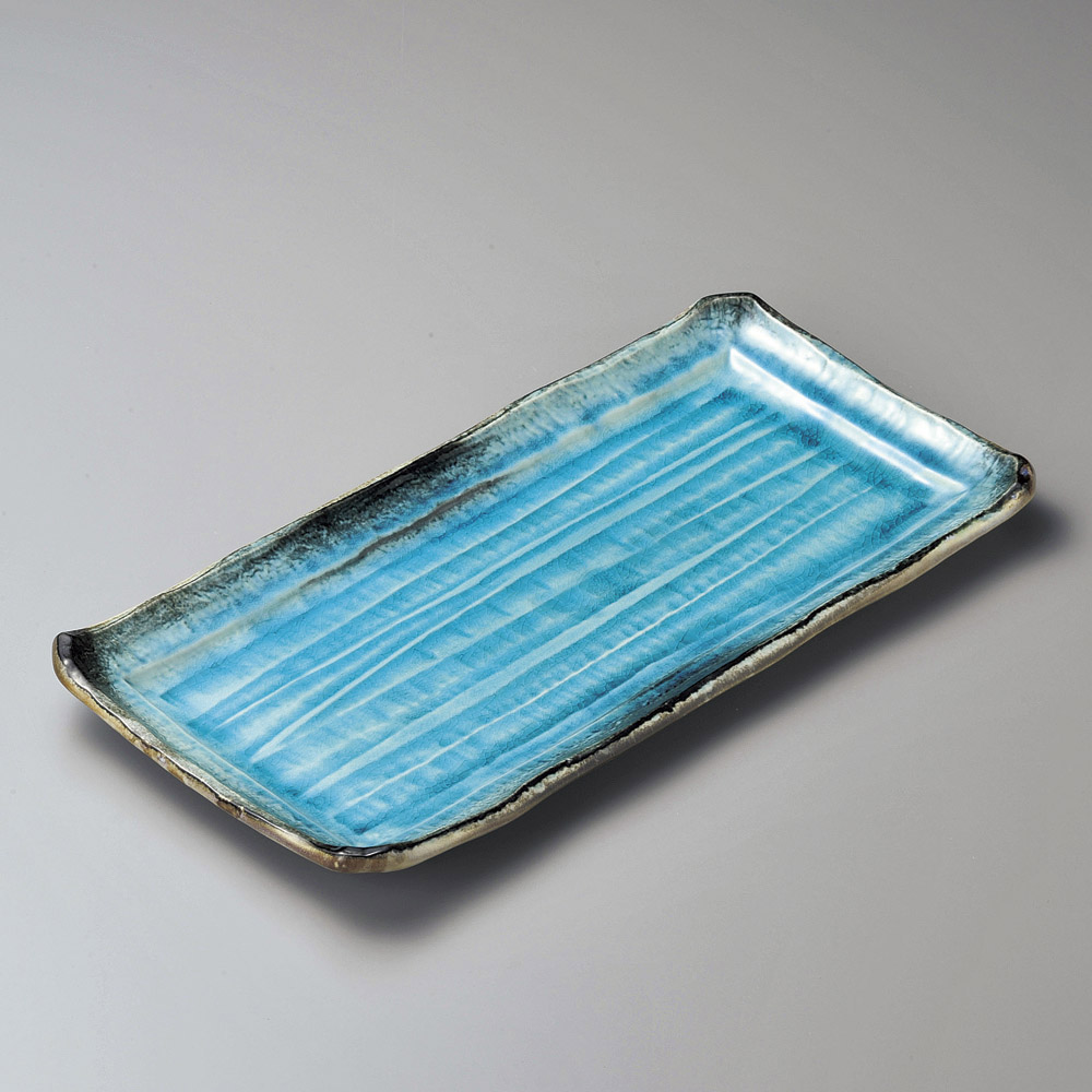 19412-178/가마 스카이 블루 소기 장각 플래터/42.8×21.5×3.7㎝/일본그릇