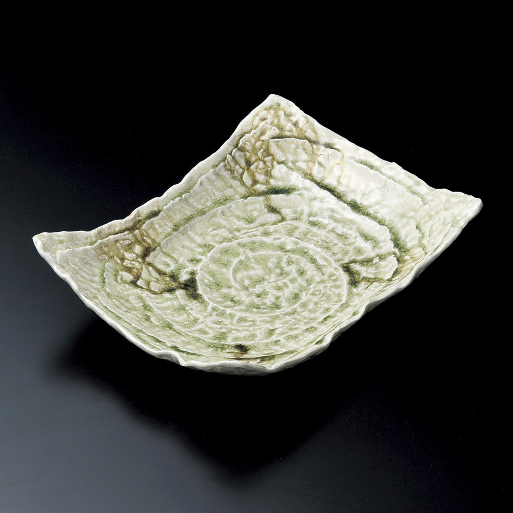 19512-178/비드 로가타 조각 사방 오름 접시/30.8×23.5×8㎝/일본그릇