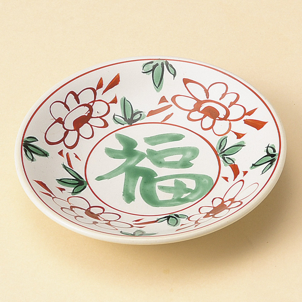 d34405-278/복 꽃 무늬 손으로 그린 ​​작은 접시/10×2㎝/일본그릇
