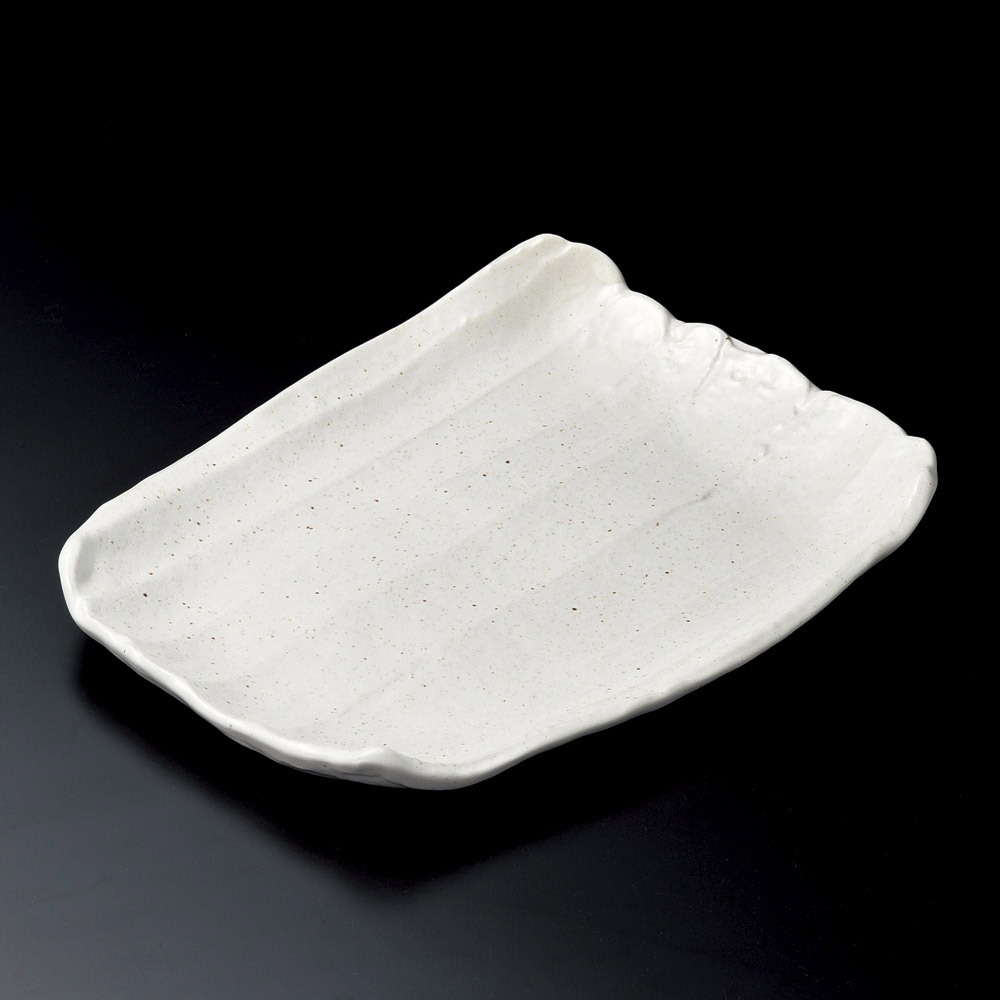 19510-578/거친 흰 유약 사다리꼴 플래터/36.5×29×4.8㎝/일본그릇