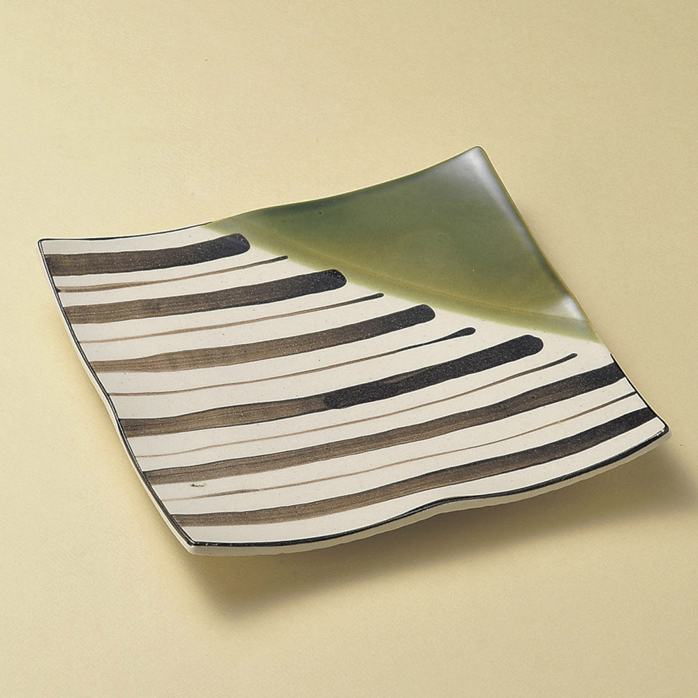 24609-578/오리베 토쿠사하마 사각 접시(대)/24.8×24.8×3.5㎝/일본그릇
