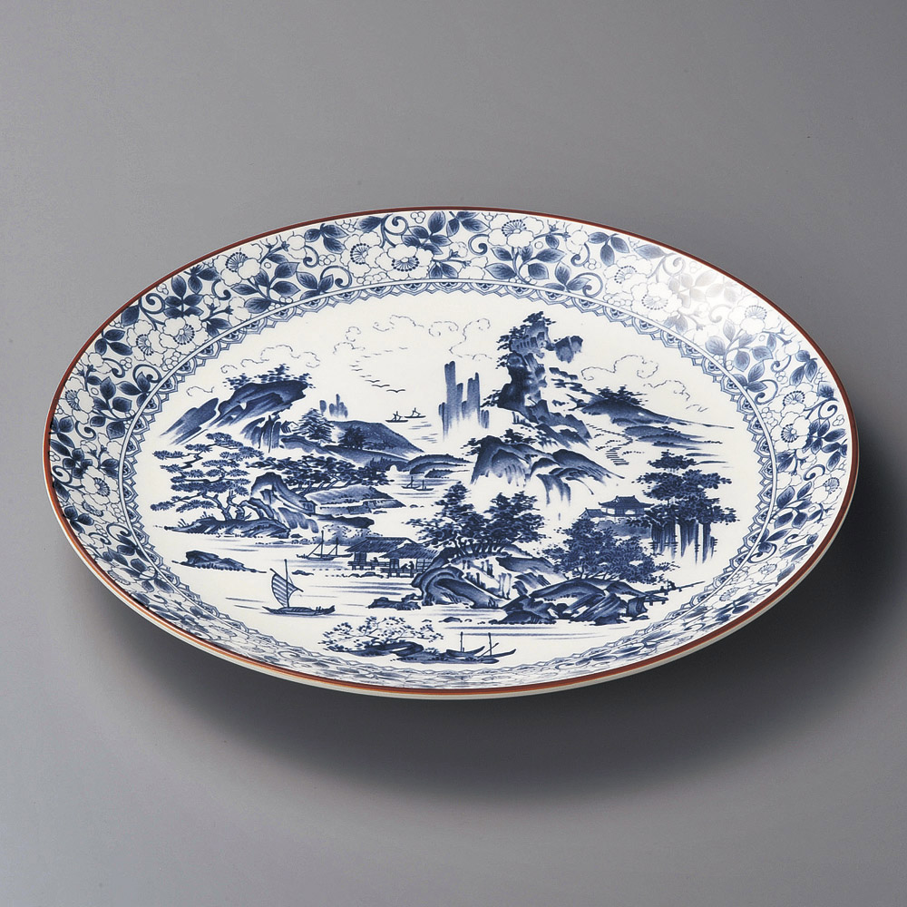 18609-648/신산수 둥근 접시/일본그릇