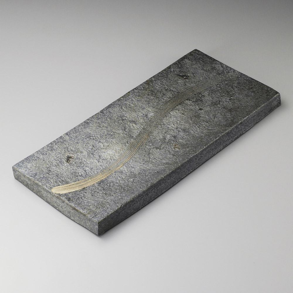 19401-668/흑요변 16 장각접시(양면사용가능)/48.5×24×2.7㎝/일본그릇