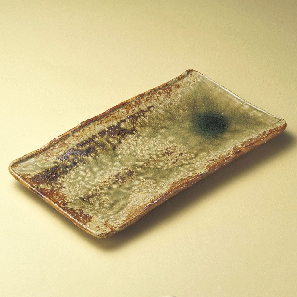 19403-668/회 유약 15.0 장방 접시/47×26×3.5㎝/일본그릇