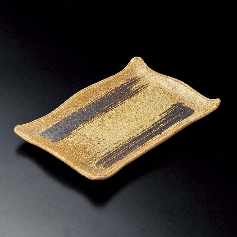 19503-668/이라보 철 브러시 사각 접시/38×25×4㎝/일본그릇